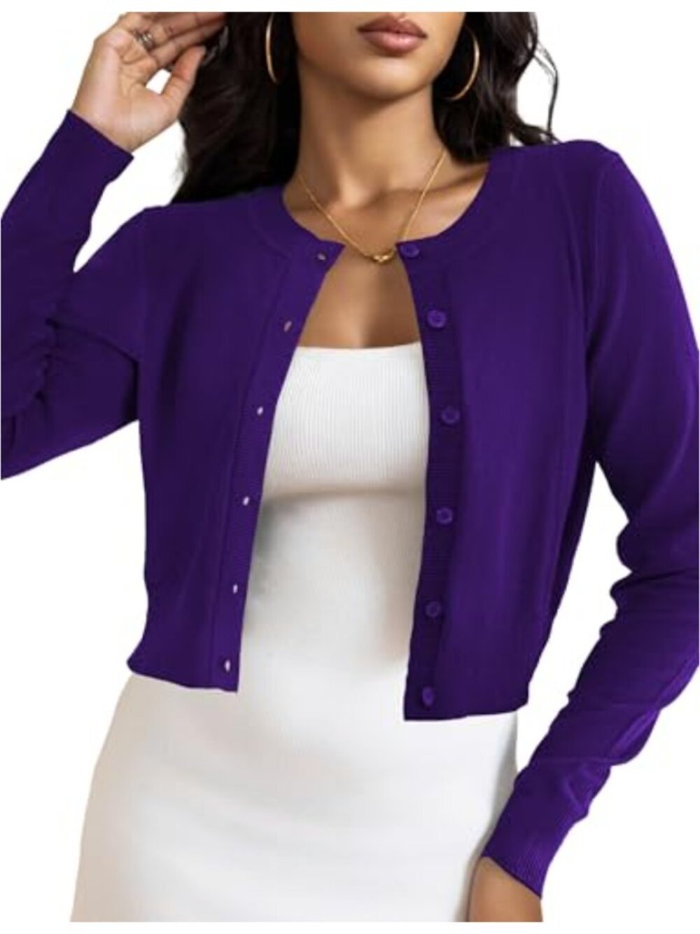 Cropped Cardigan for Women Button Down Knit Sweater Shrug Layering Cardigans